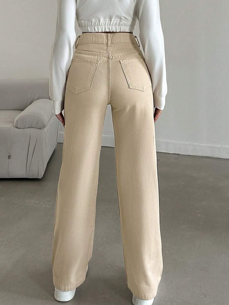 BEŻOWE SPODNIE JEANS