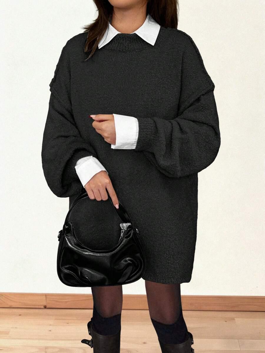 CZARNY LUŹNY SWETER 