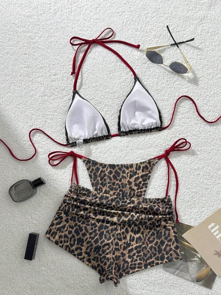 TRZYCZĘŚCIOWY STRÓJ KĄPIELOWY animal print