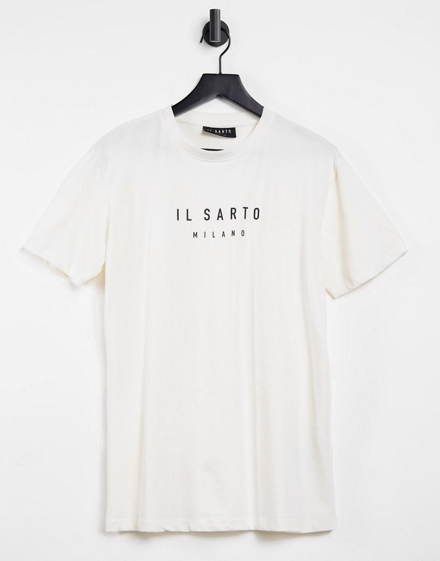 kremowy t-shirt okrągły dekolt 