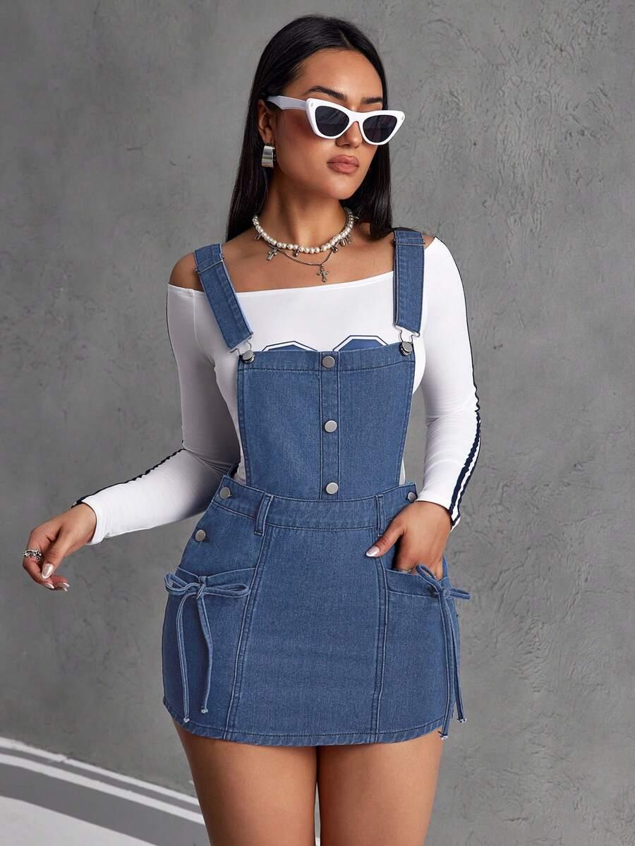 niebieska spódnica ogrodniczka jeans