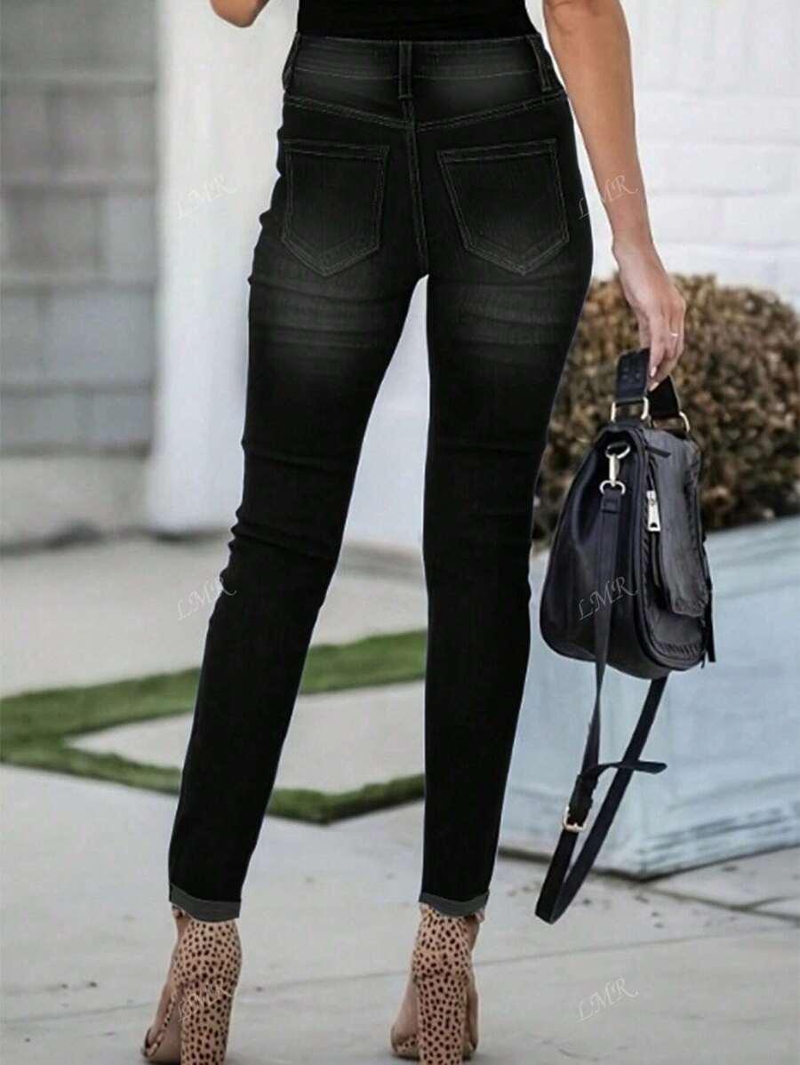 CZARNE SPODNIE JEANS