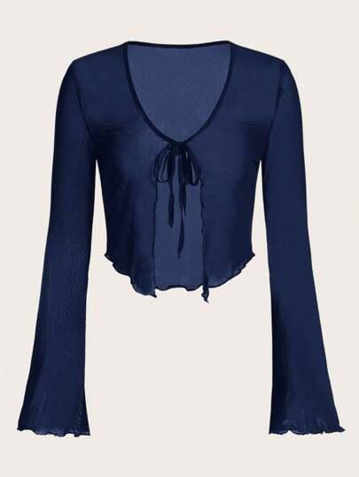 niebieski top długi rękaw