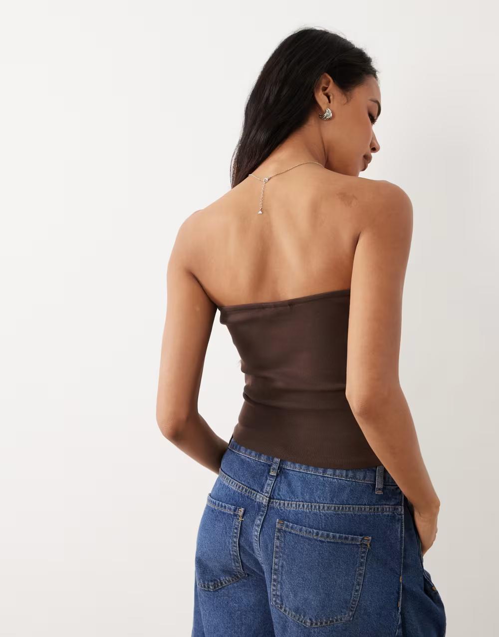 brązowy top bandeau