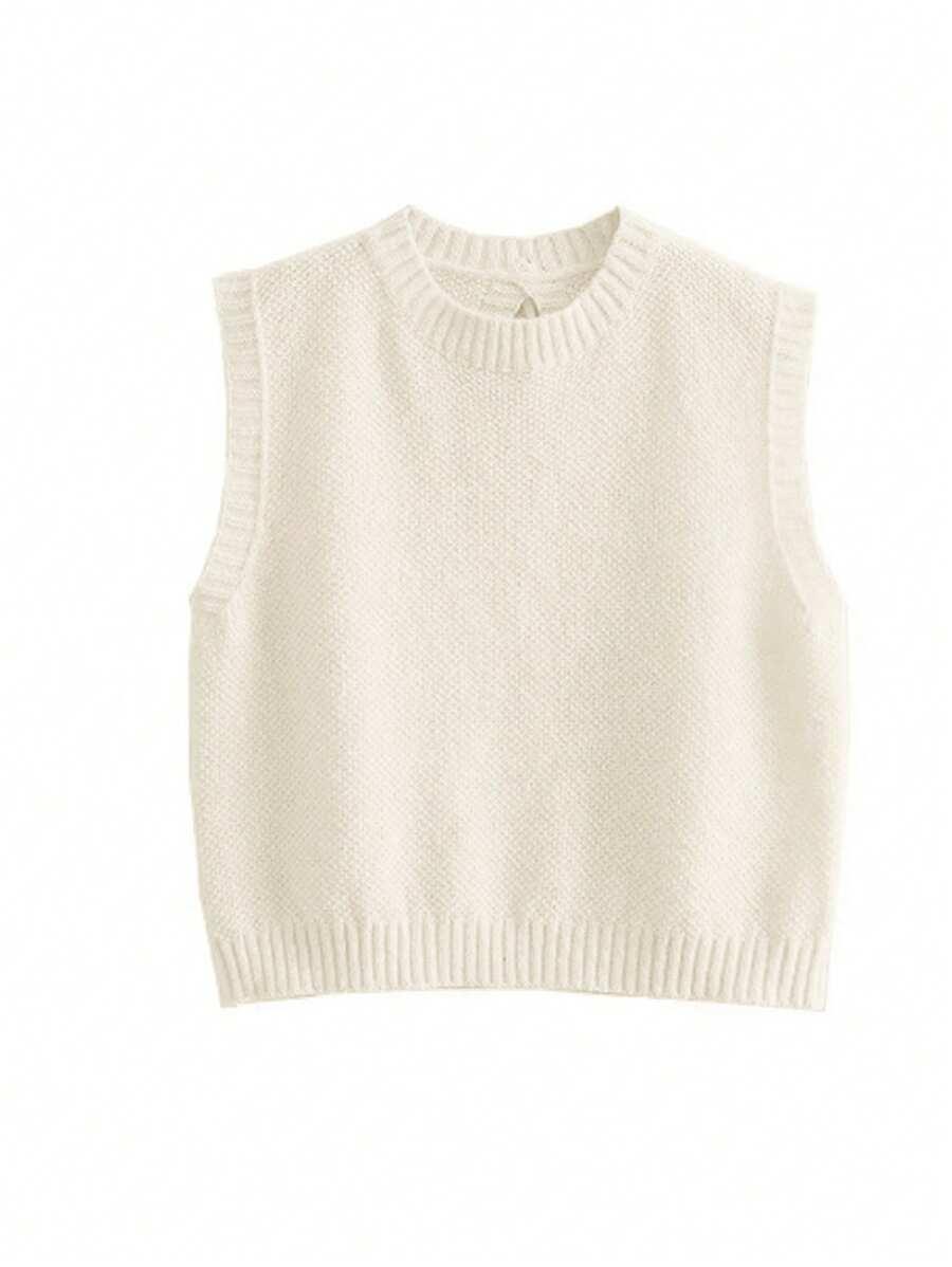 BIAŁY DZIANINOWY SWETER WIĄZANIE