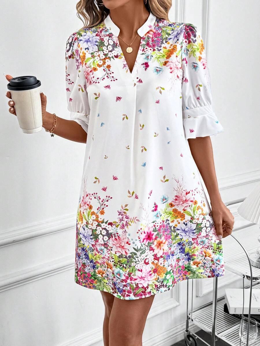 SUKIENKA PRINT V-NECK