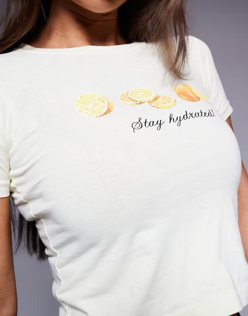 ŻÓŁTY T-SHIRT NADRUK