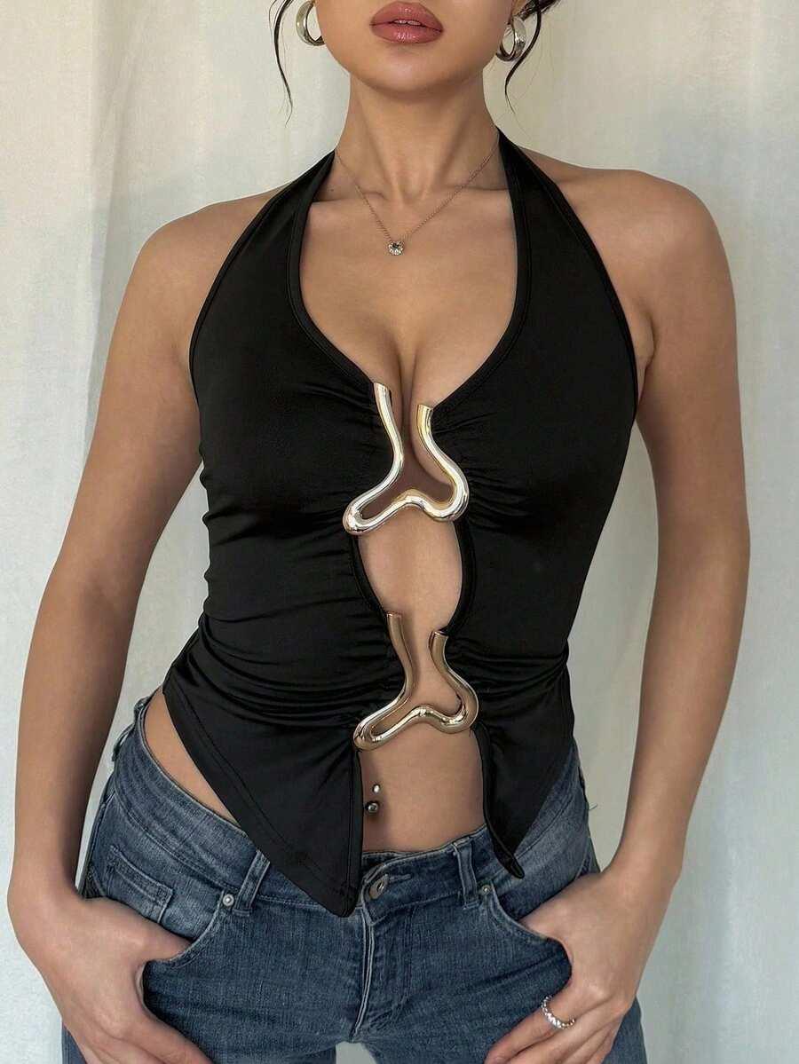 CZARNY TOP ZDOBIENIE