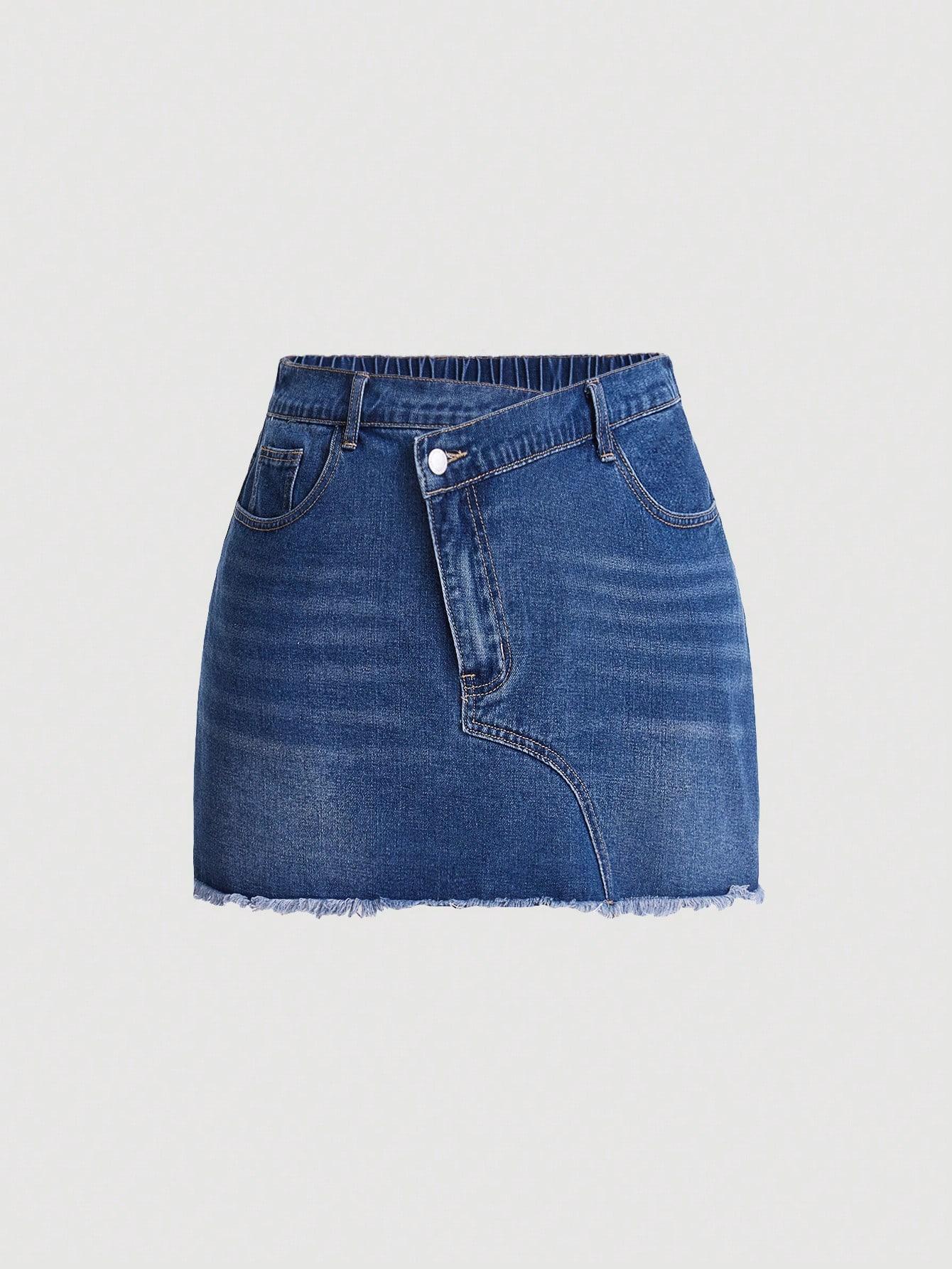 MINI SPÓDNICA JEANS ASYMETRIA 