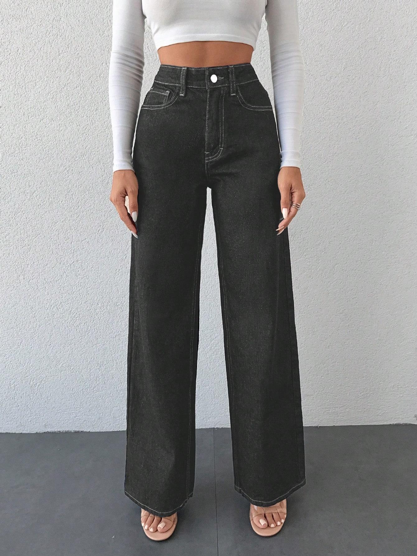 CZARNE PROSTE SPODNIE JEANS