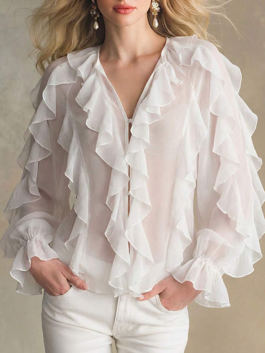 BIAŁA KOSZULA FALBANY