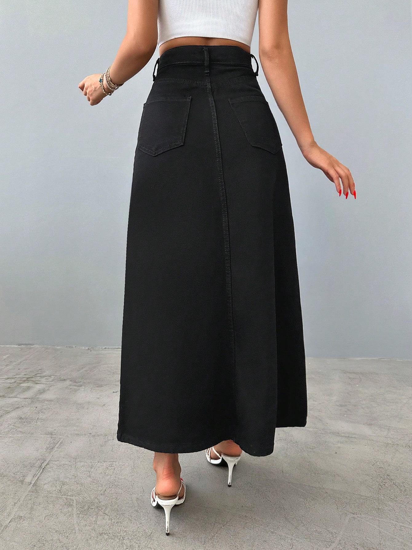 czarna spódnica jeans