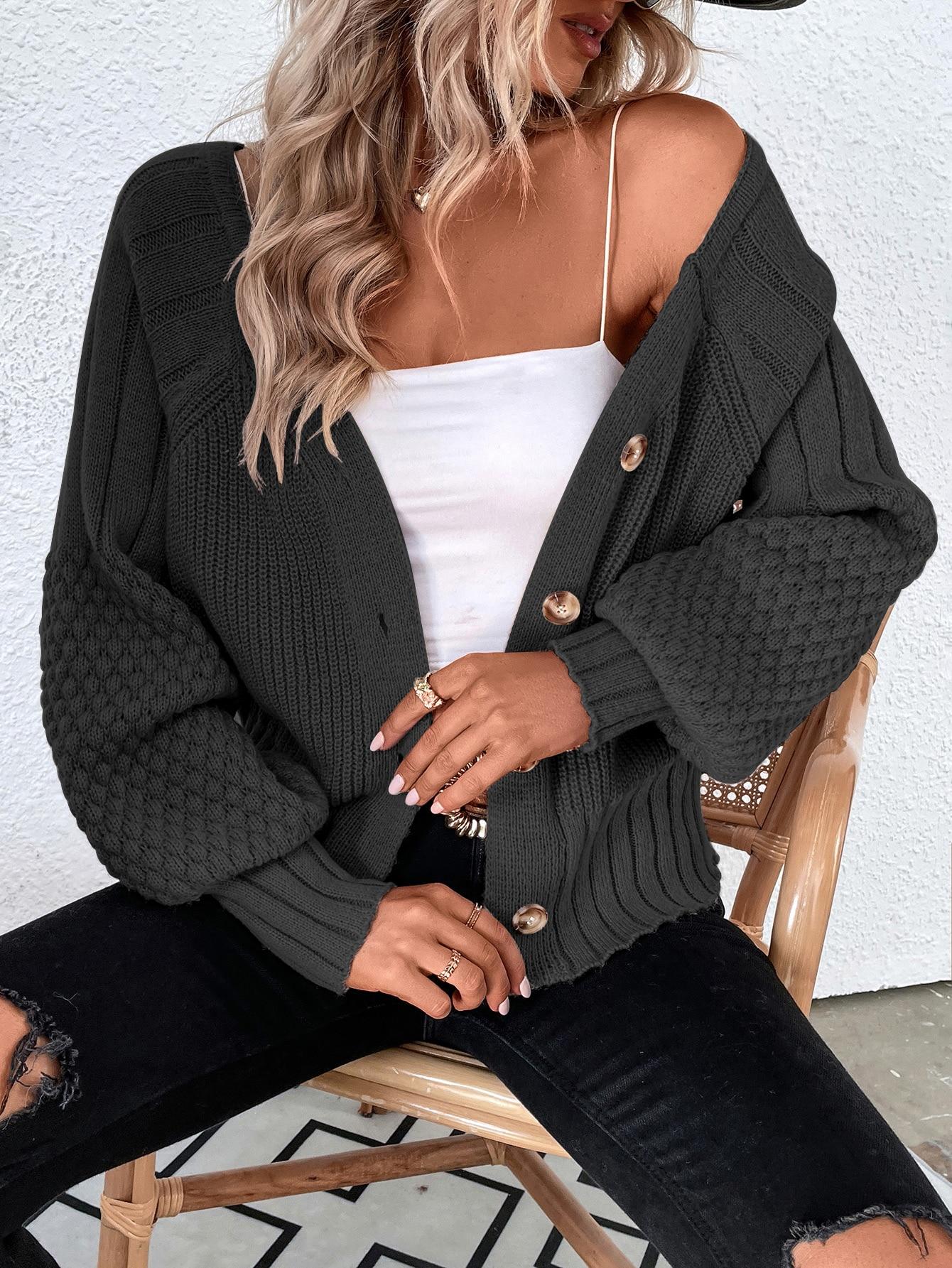 CZARNY ROZPINANY SWETER 