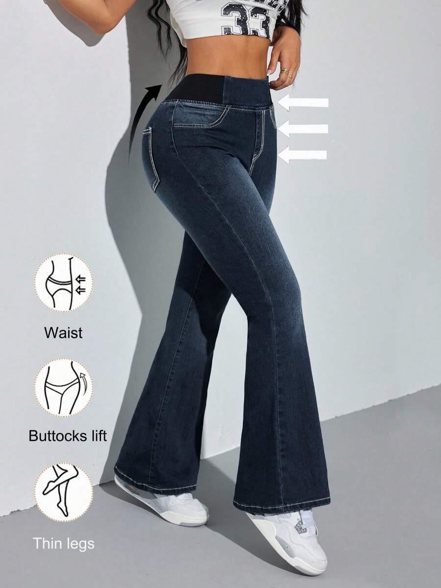 GRANATOWE SPODNIE JEANS