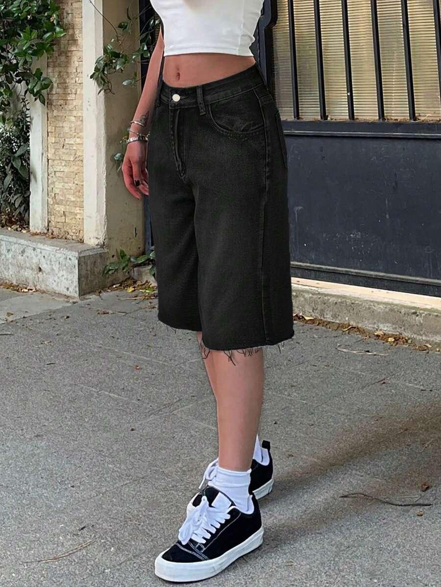 CZARNE SPODENKI JEANS