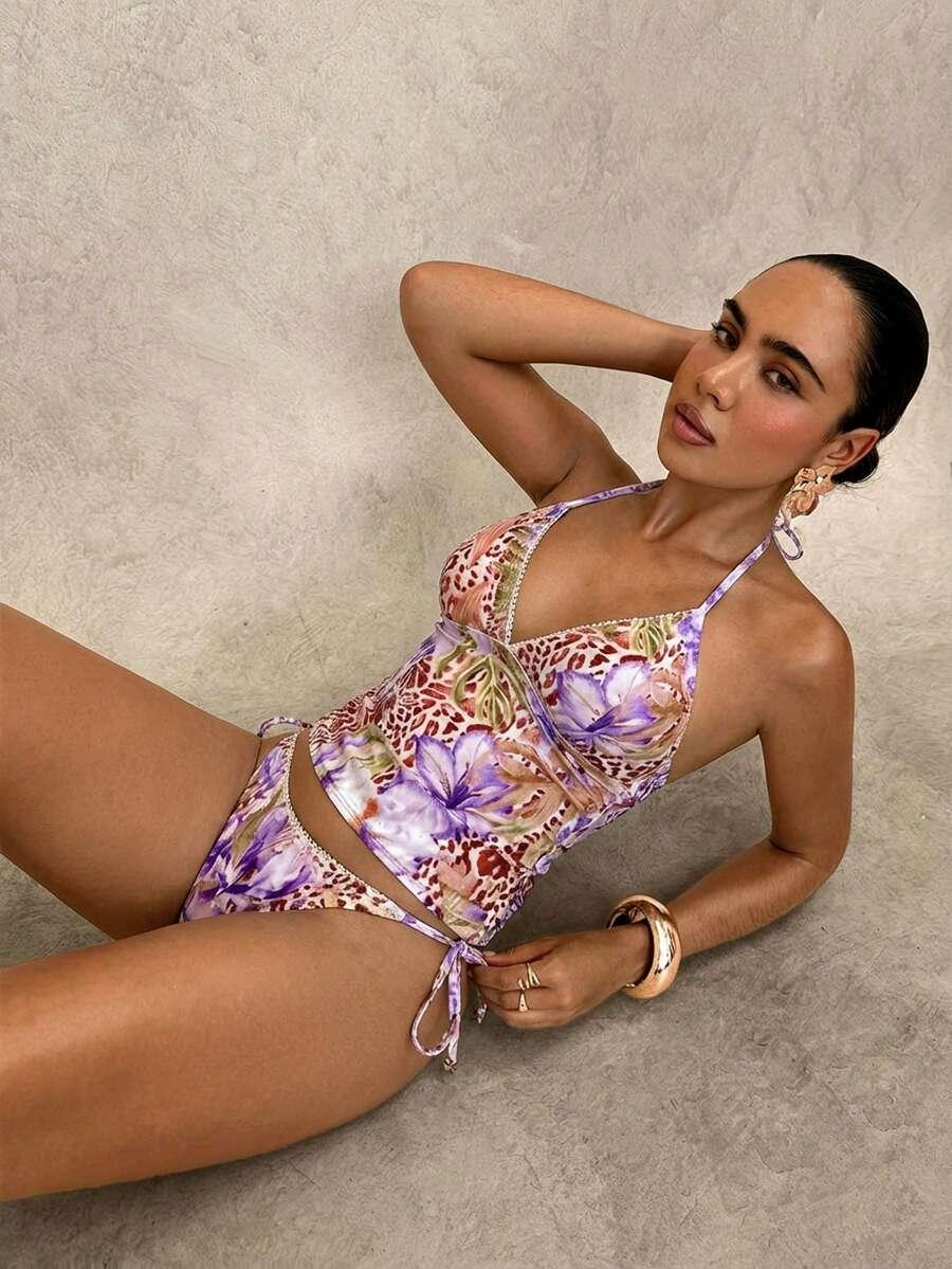 strój kąpielowy komplet tankini print