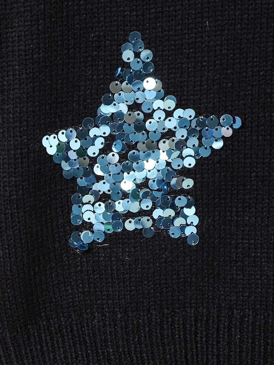 czarny sweter długi rękaw gwiazdki