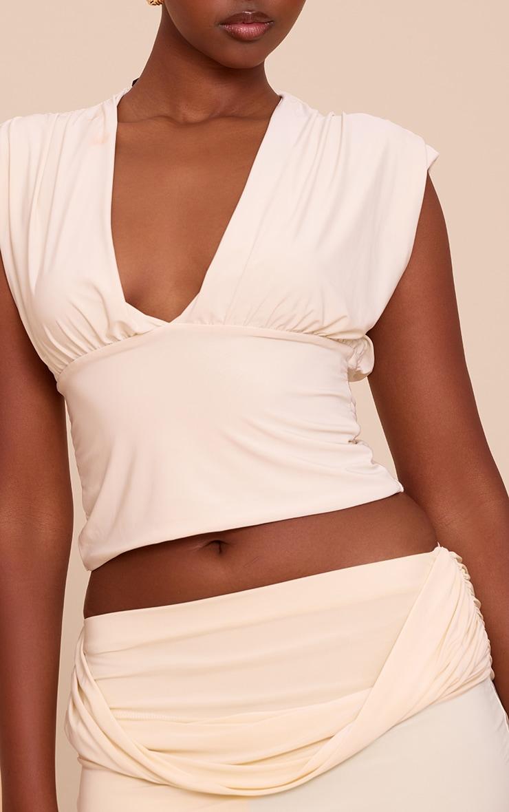 kremowy top v-neck 