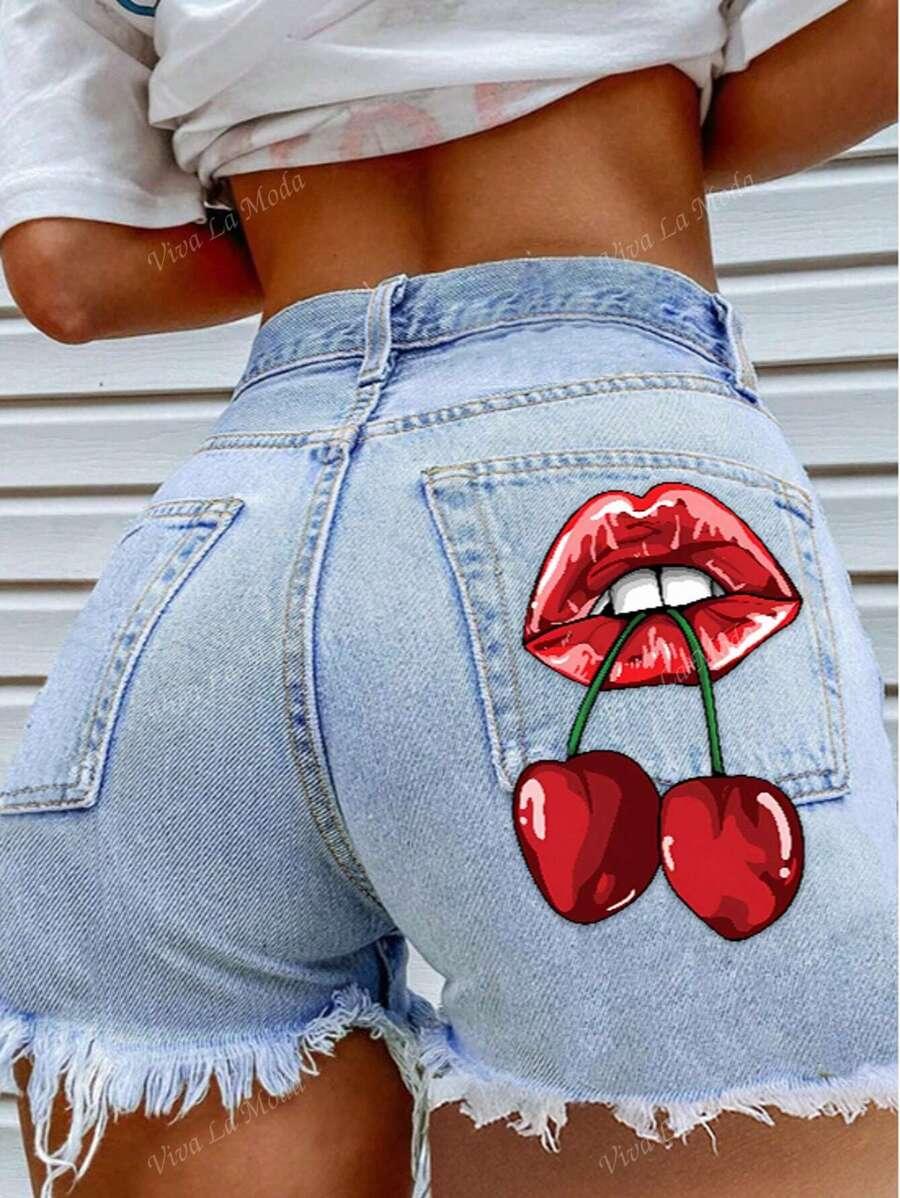 NIEBIESKIE SPODENKI JEANS PRINT