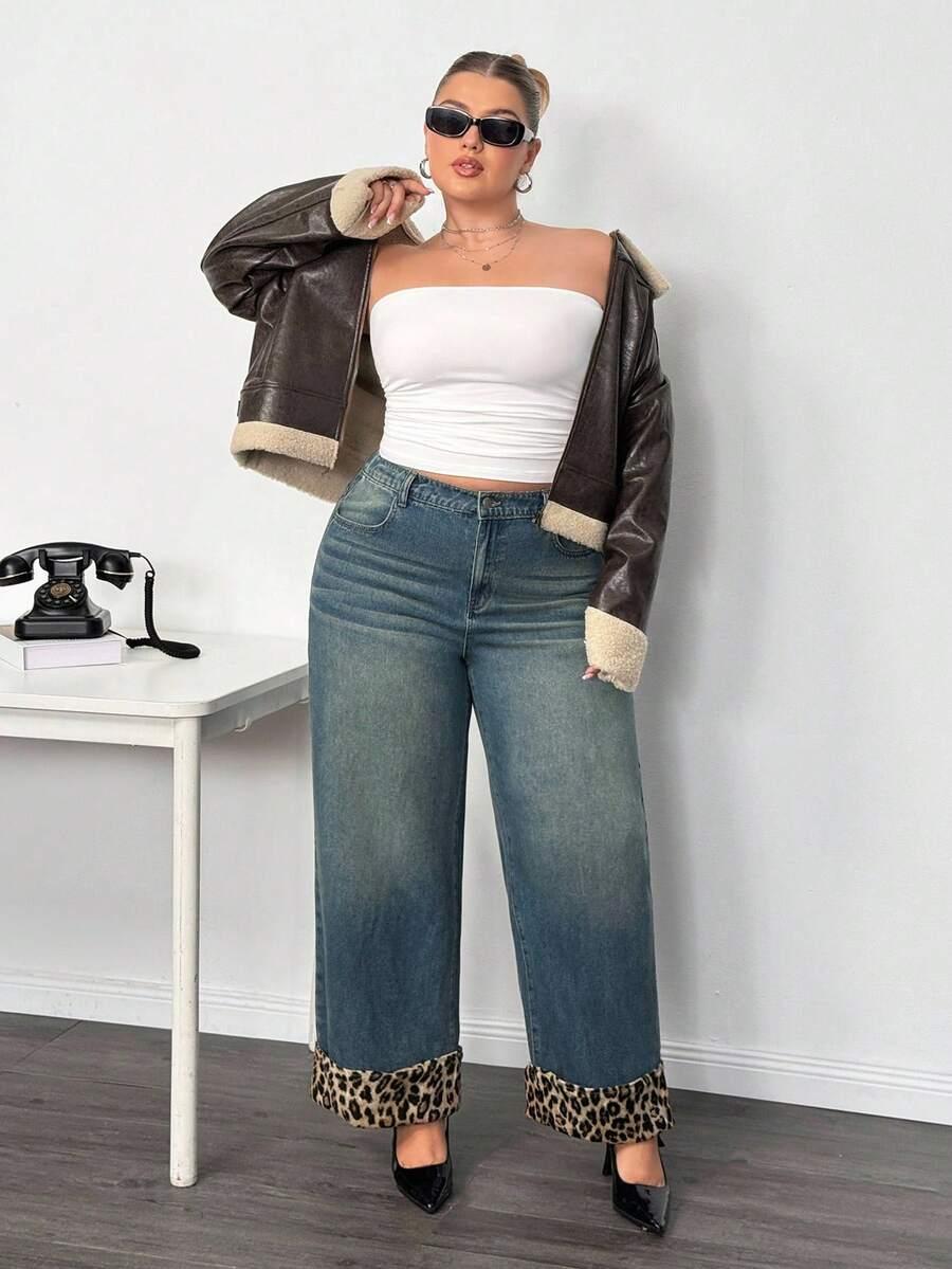 spodnie jeans animal print