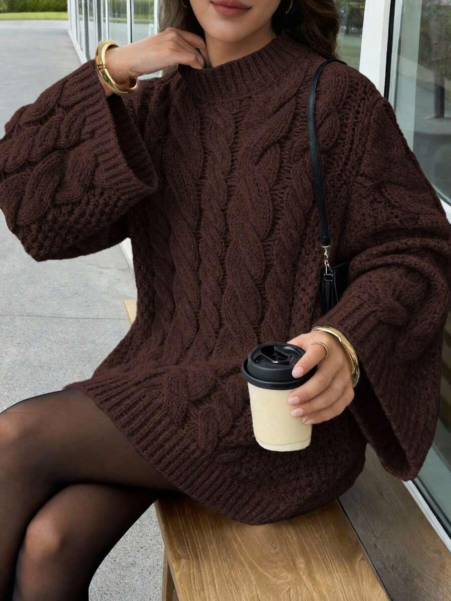 brązowy sweter splot