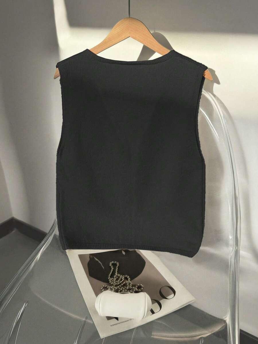 czarny dzianinowy top
