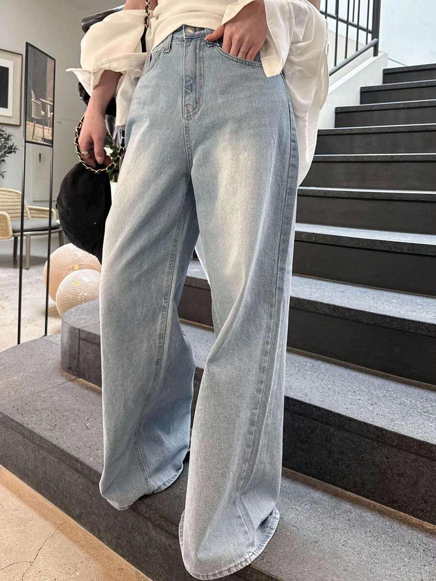 spodnie jeans szerokie nogawki 