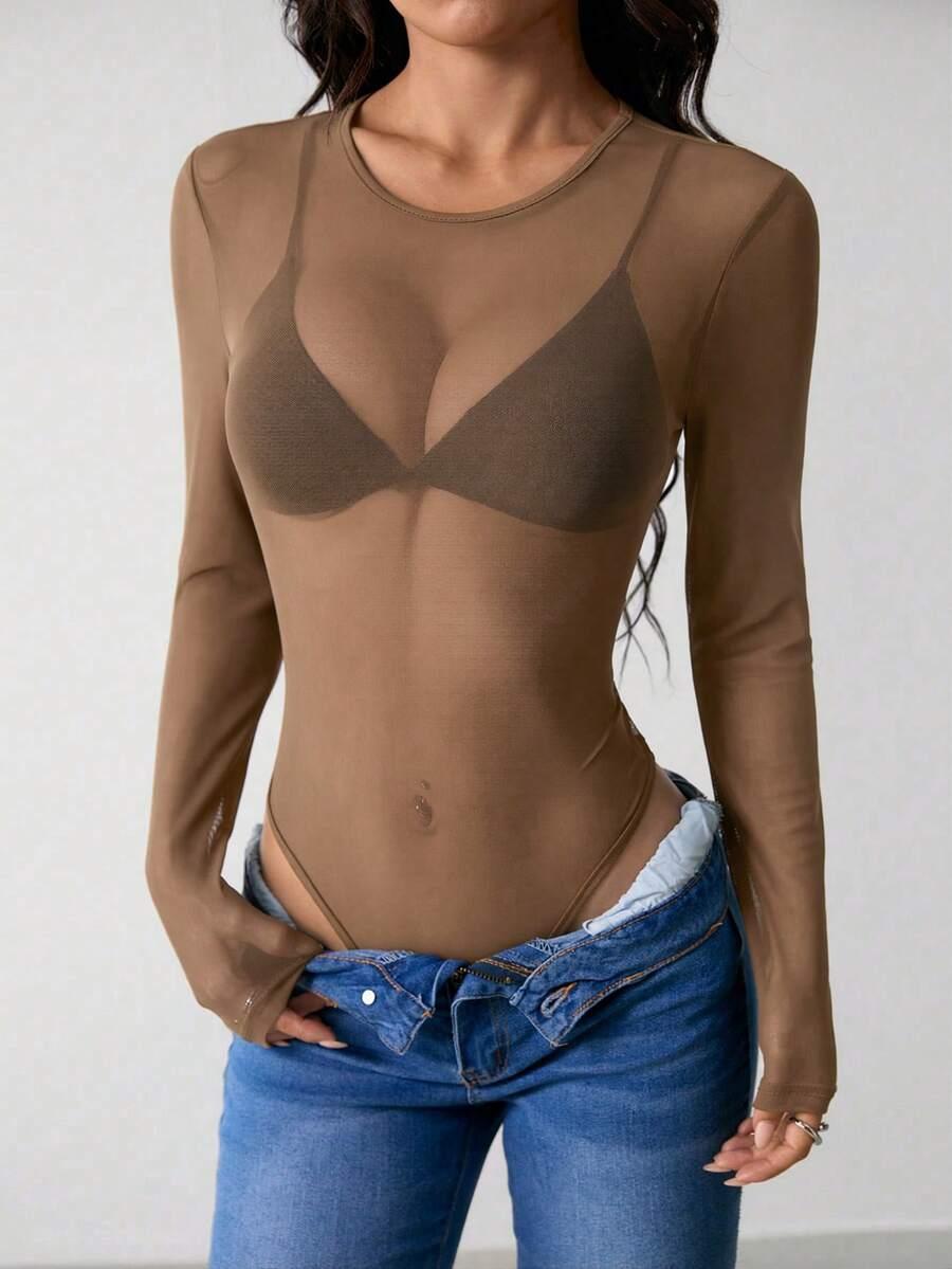 brązowe body siateczka