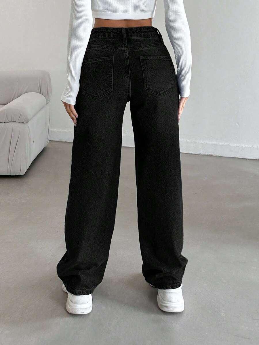 CZARNE SPODNIE JEANS