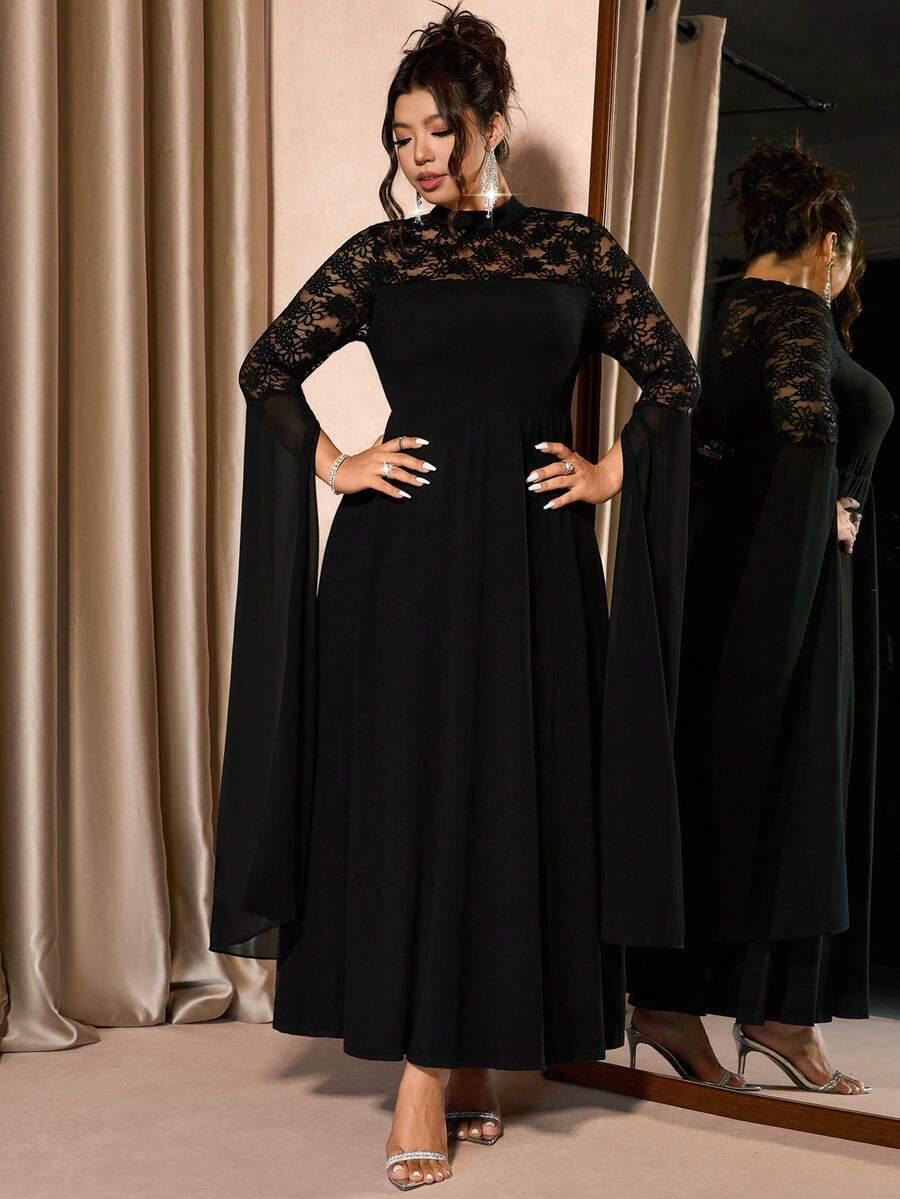 czarna sukienka maxi koronka