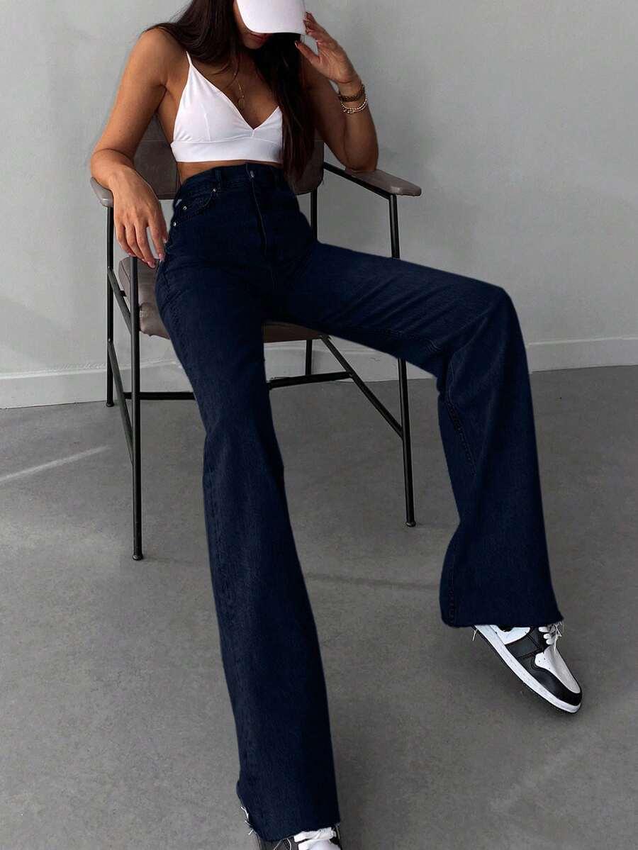 GRANATOWE SPODNIE JEANS 