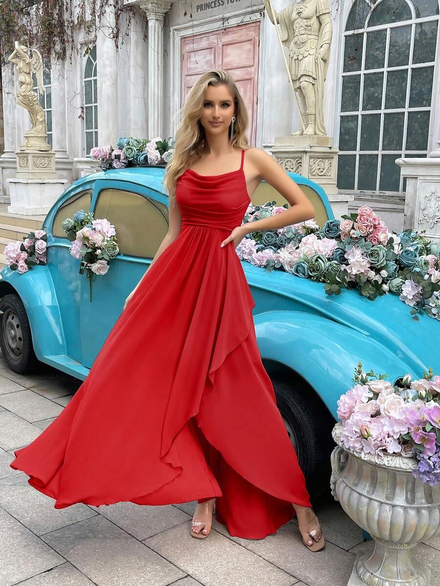 CZERWONA MAXI SUKIENKA