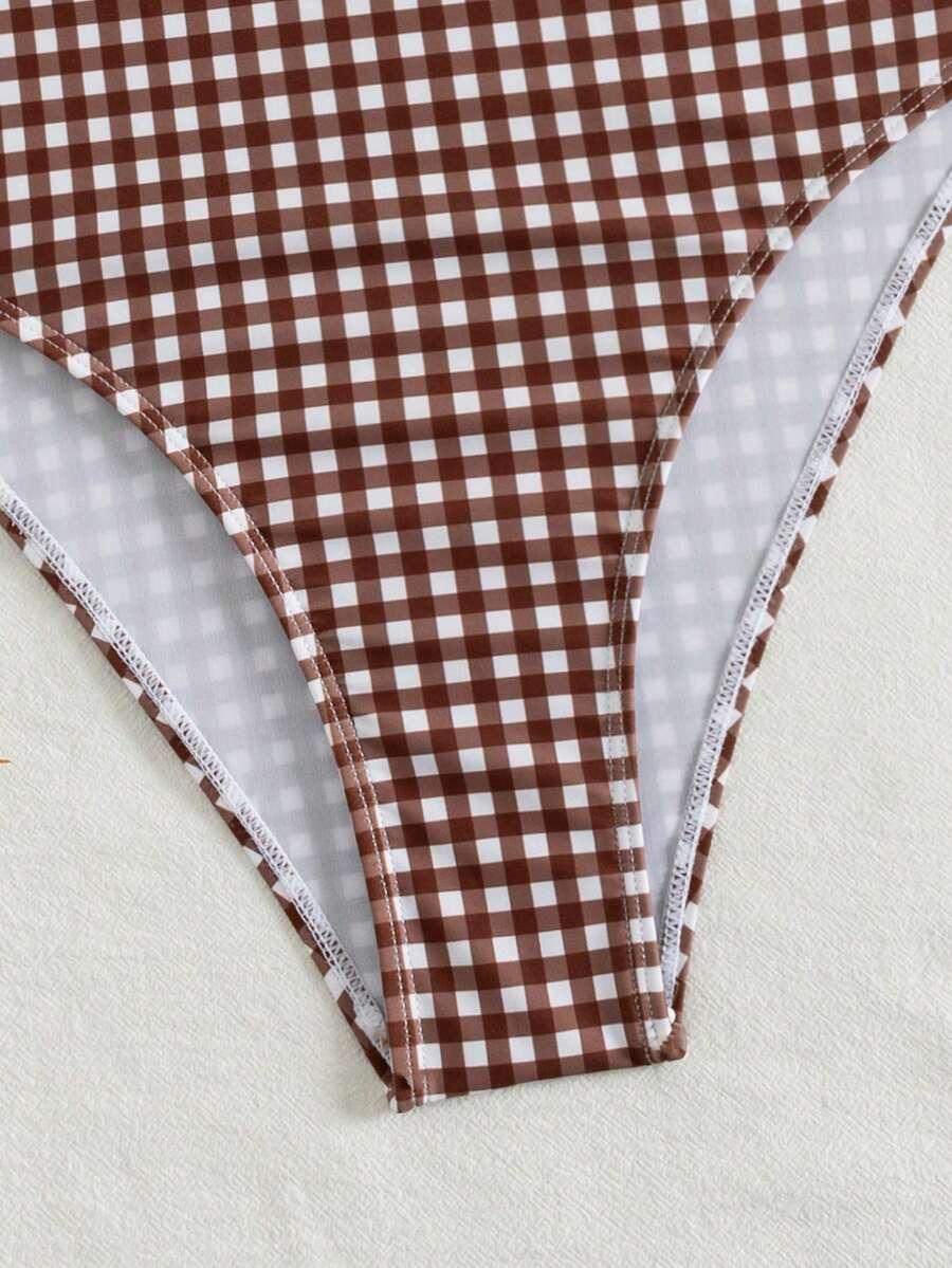 jednoczęściowy strój kąpielowy kratka