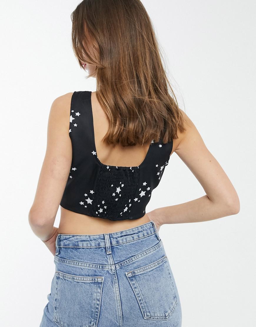 czarny crop top gwiazdki 
