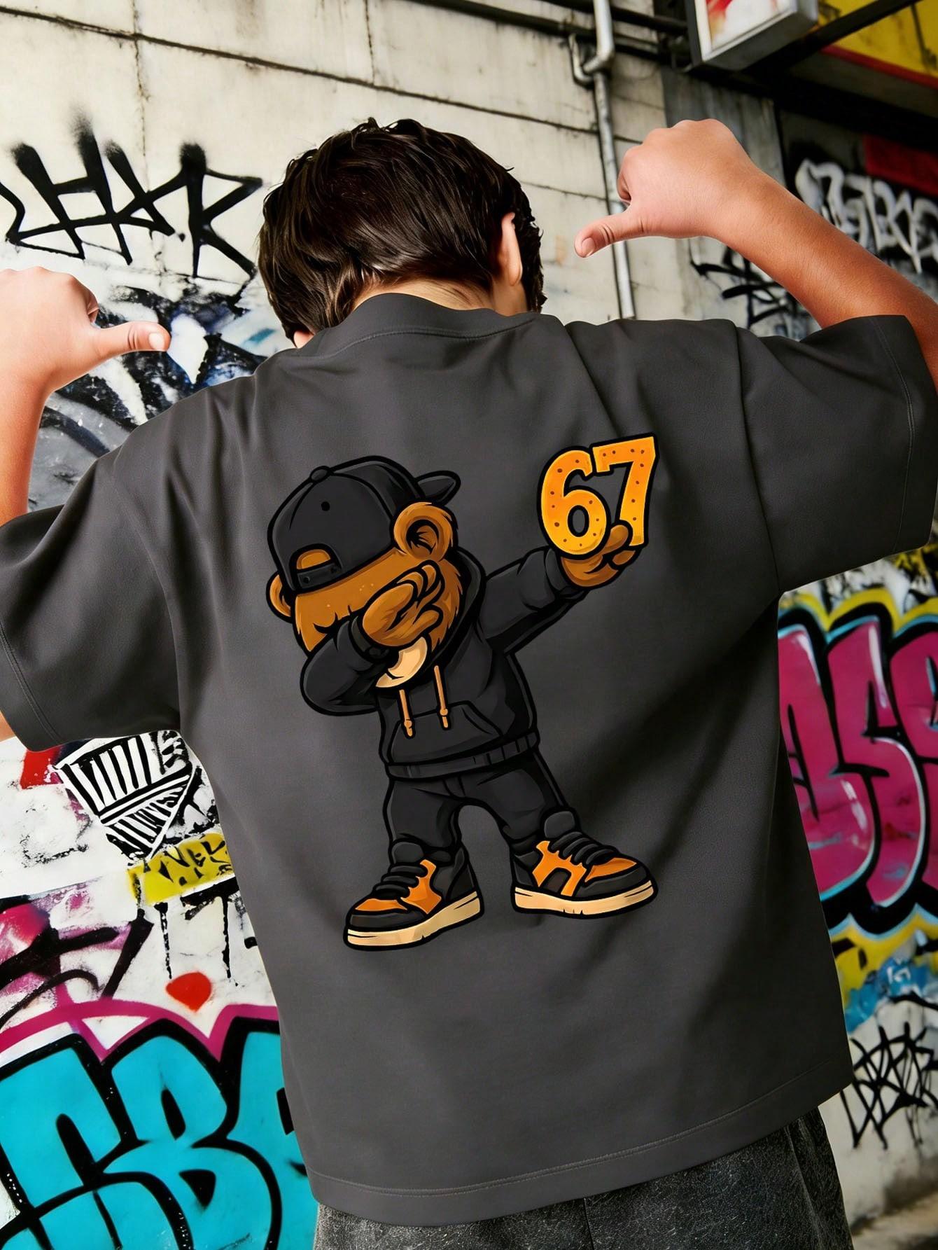 SZARY T-SHIRT PRINT
