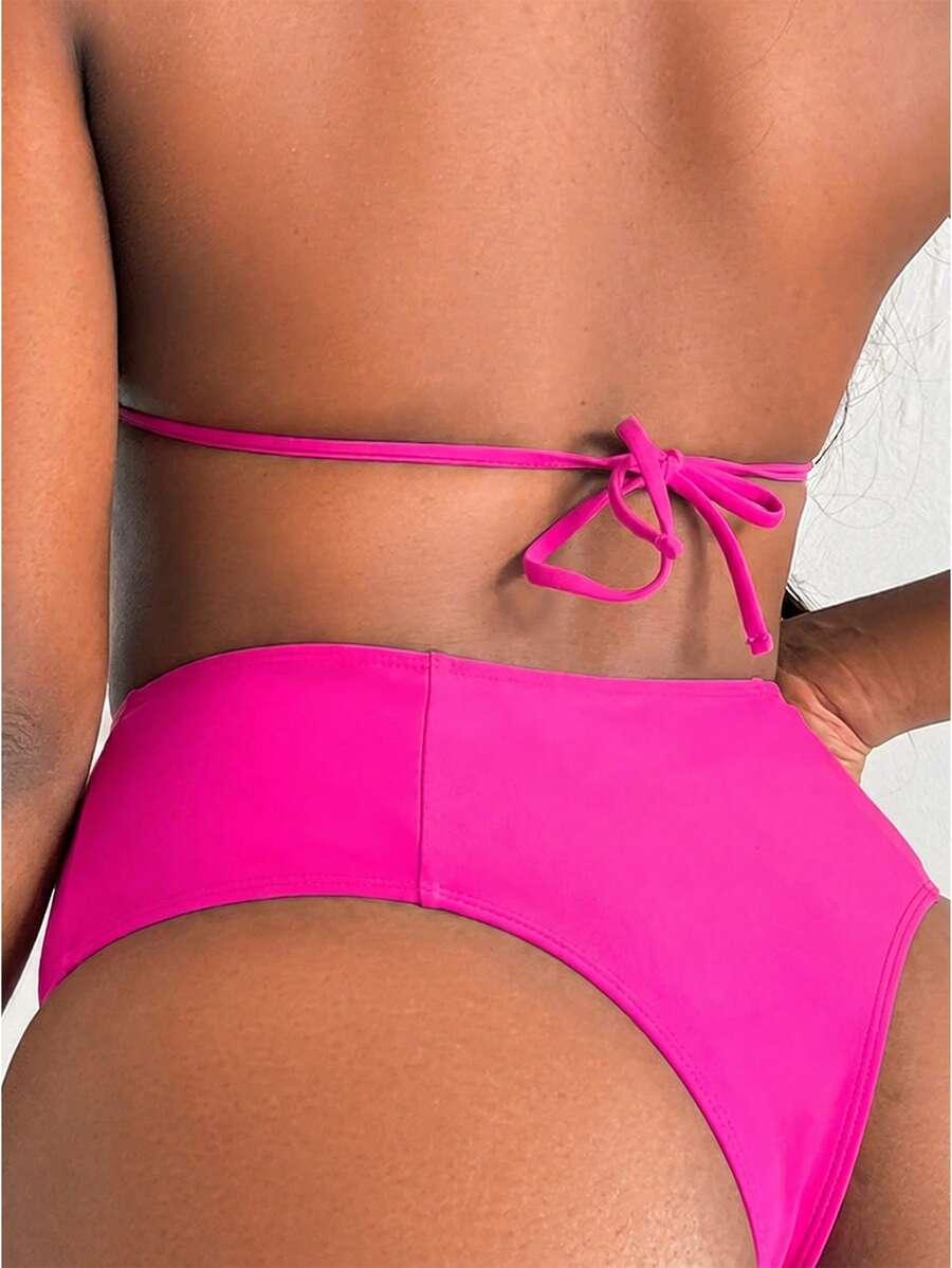 różowy dół od bikini marszczenie