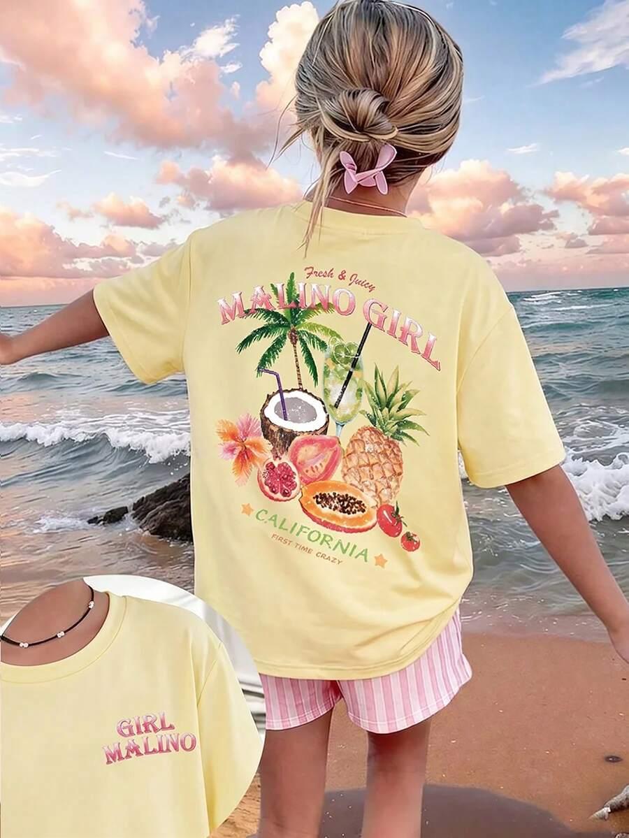 żółty t-shirt print