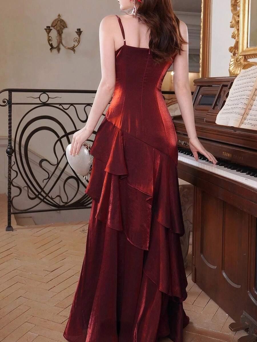 CZERWONA MAXI SUKIENKA