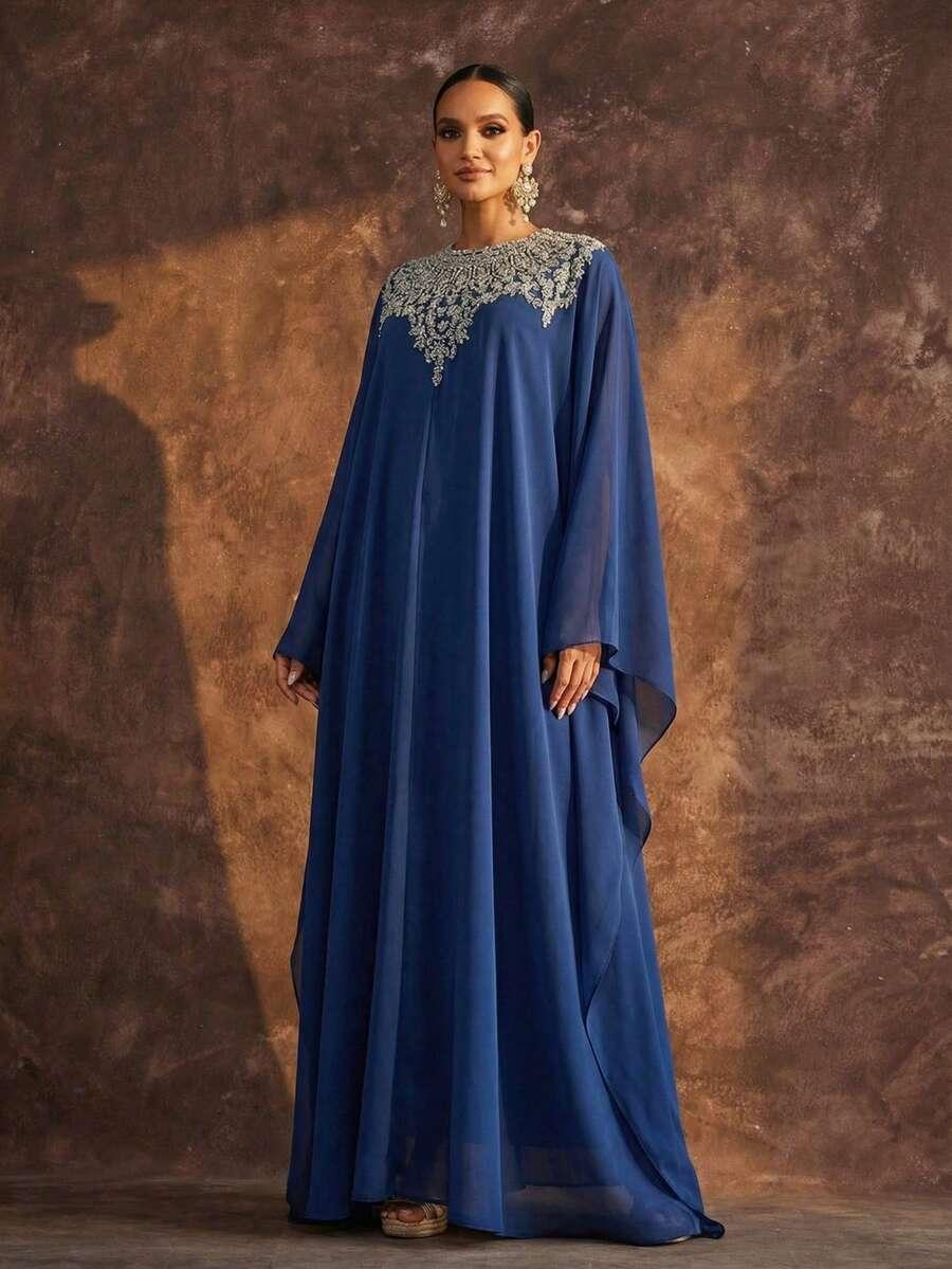 niebieska maxi sukienka