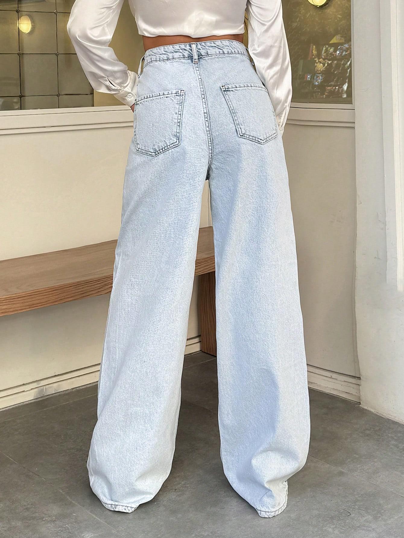 NIEBIESKIE SPODNIE JEANS WYSOKI STAN