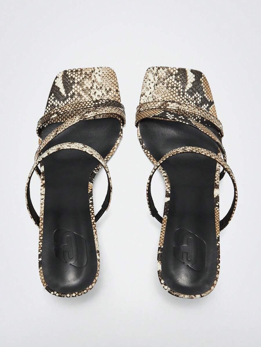 klapki obcas animal print