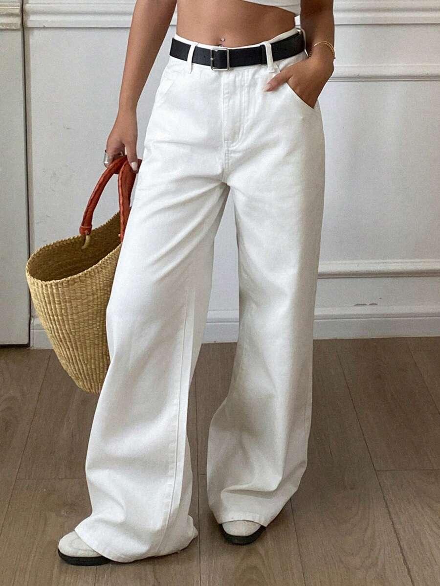 BIAŁE SPODNIE JEANS
