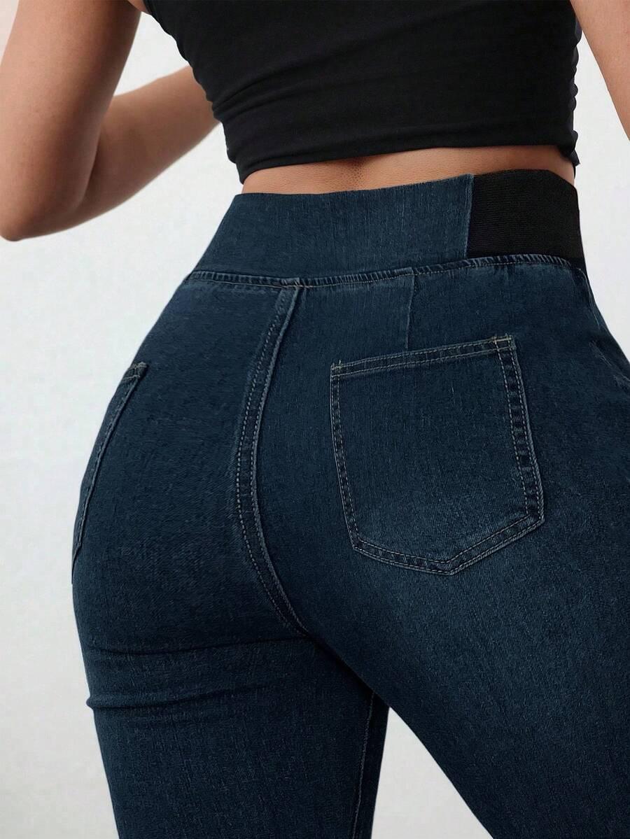GRANATOWE SPODNIE JEANS 