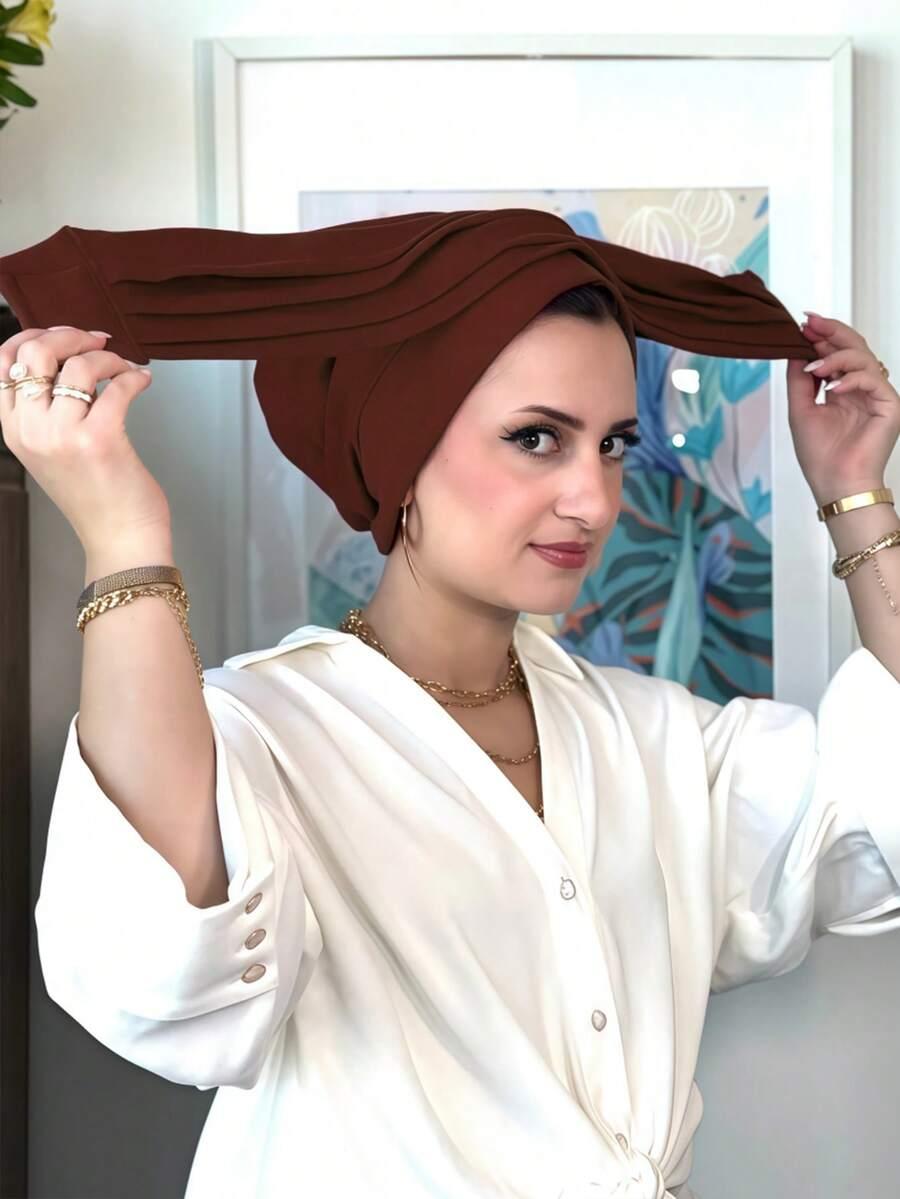 brązowy turban na głowę