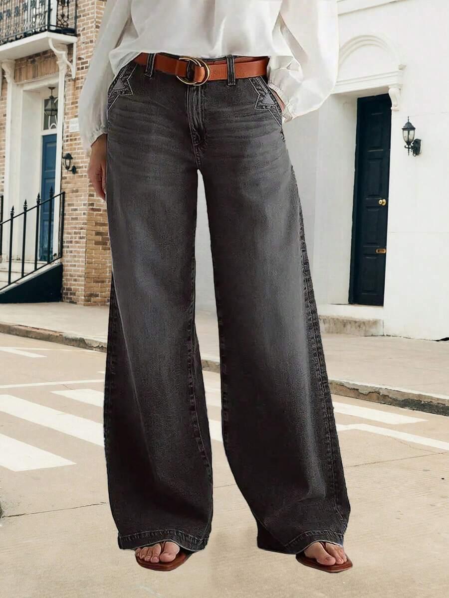 CZARNE SPODNIE JEANS