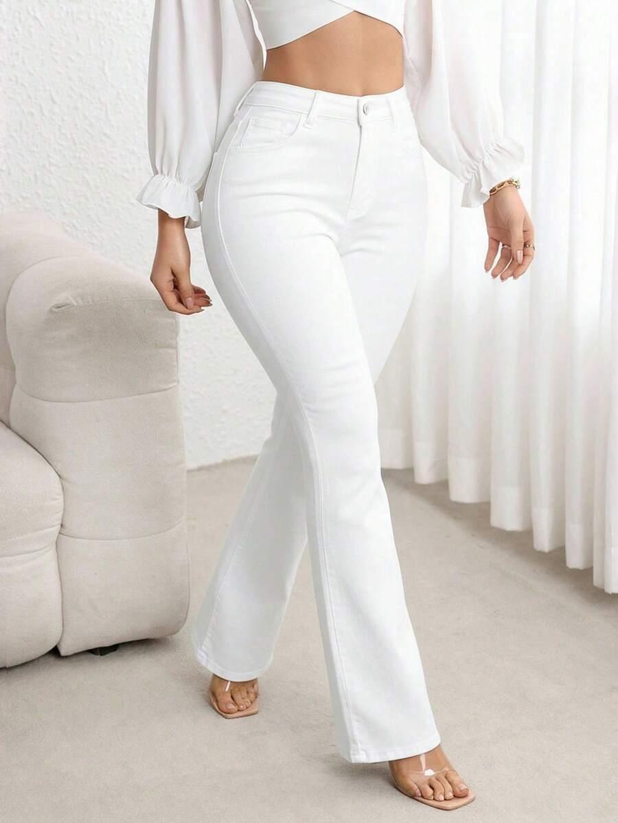 BIAŁE SPODNIE JEANS
