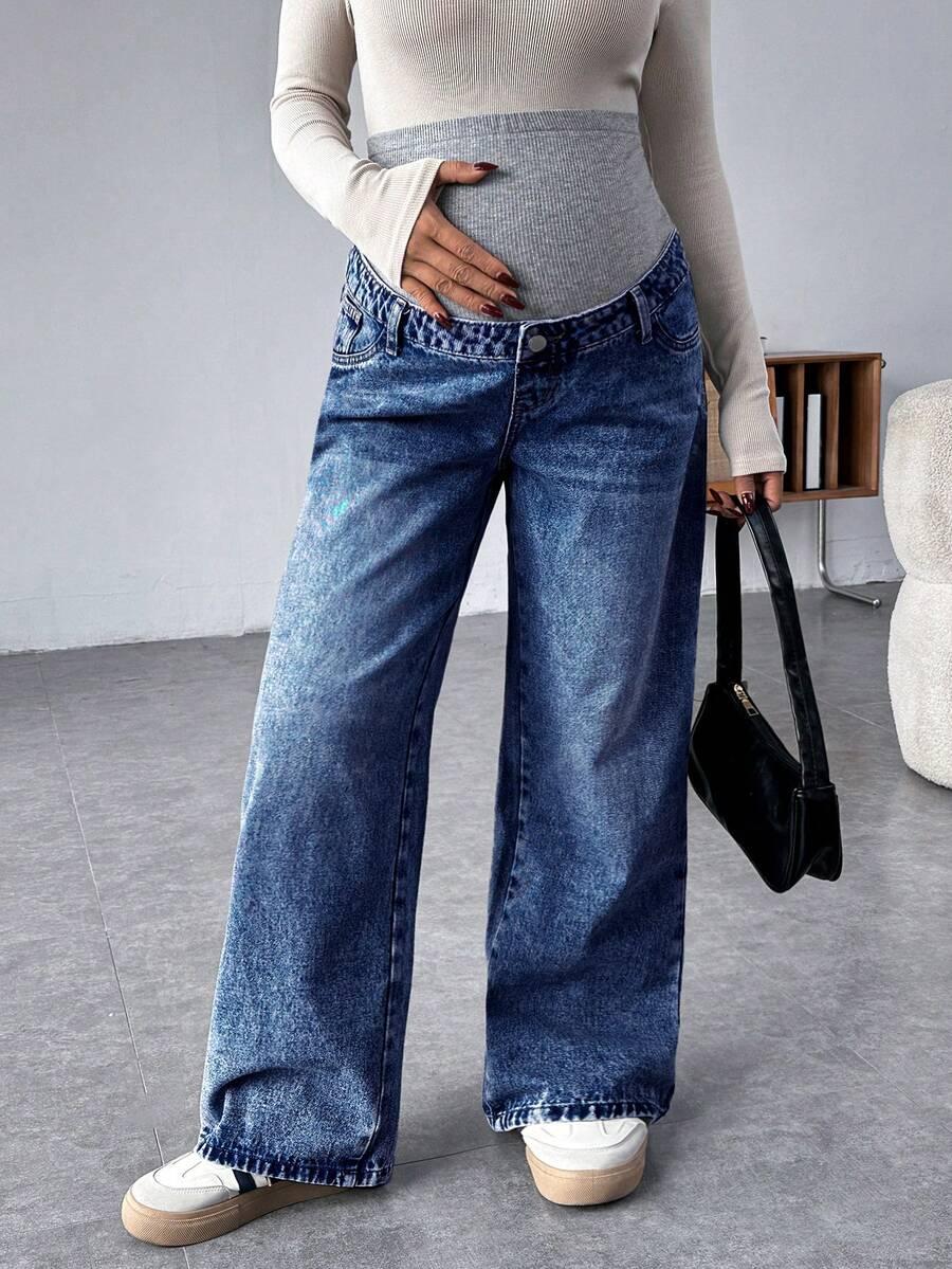 NIEBIESKIE SPODNIE CIĄŻOWE JEANS