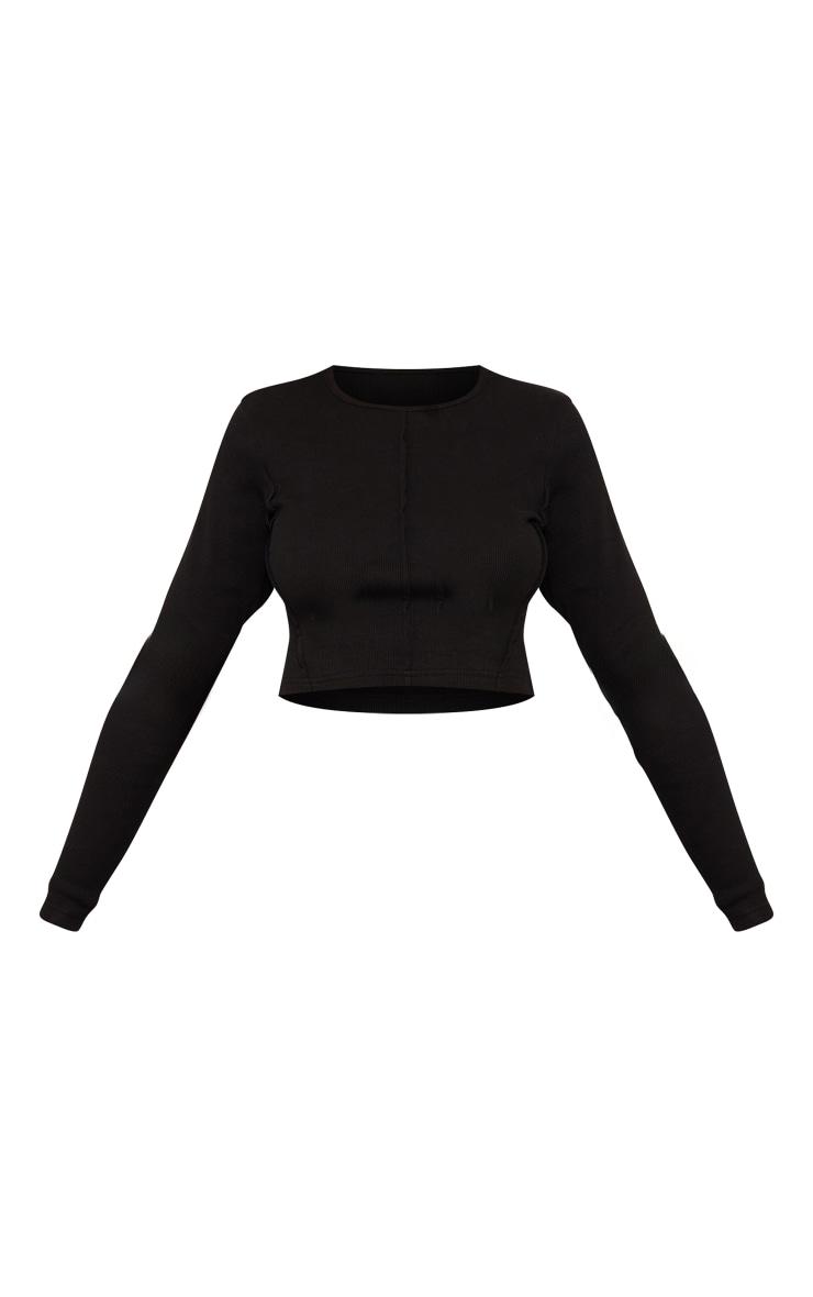 czarna prążkowana krótka bluzka crop top 