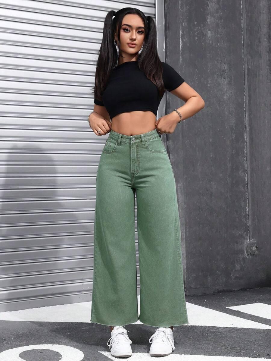 ZIELONE SPODNIE JEANS