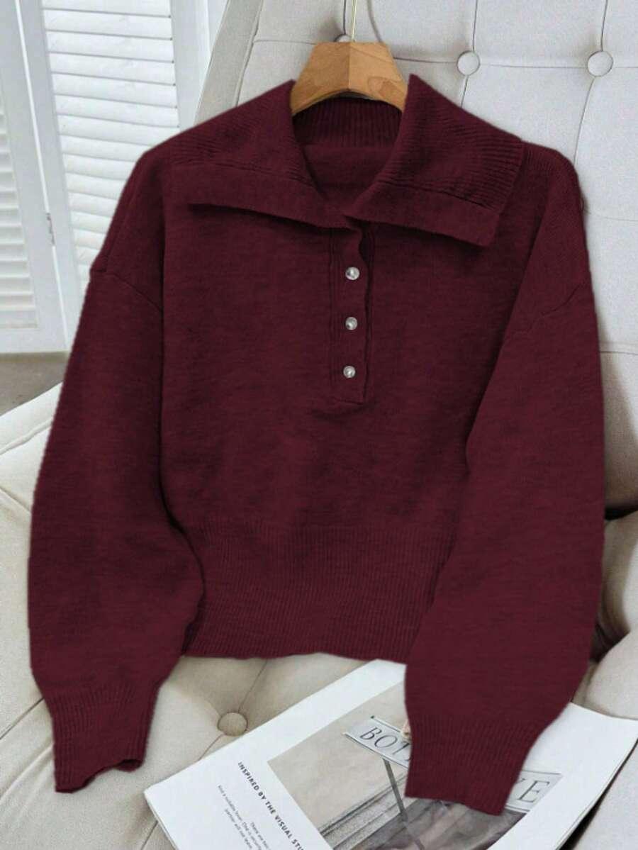 bordowy dzianinowy sweter 